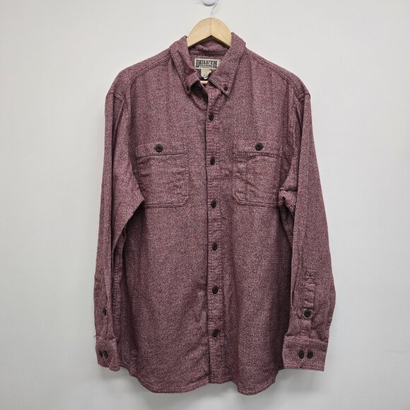 Duluth Trading Co Kennesaw Relaxed Fit Long Sleeve Shirt Sz Large Cotton Maroon - Picture 1 of 6